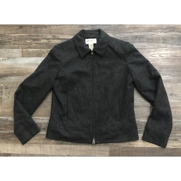 Eddie Bauer Dress Jacket Womens XS Gray Wool Blend Full Zip Blazer Pockets - Picture 1 of 5